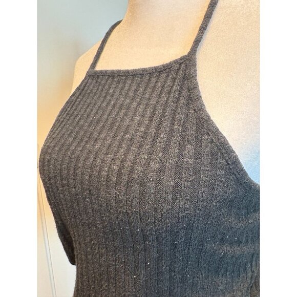 Abercrombie & Fitch Black Ribbed High-Neck Halter Tank Top - Size M - Picture 4 of 5